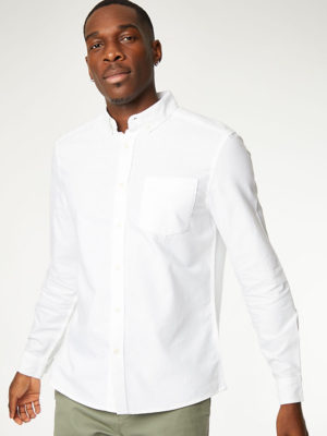 White Long Sleeve Oxford Shirt | Men ...
